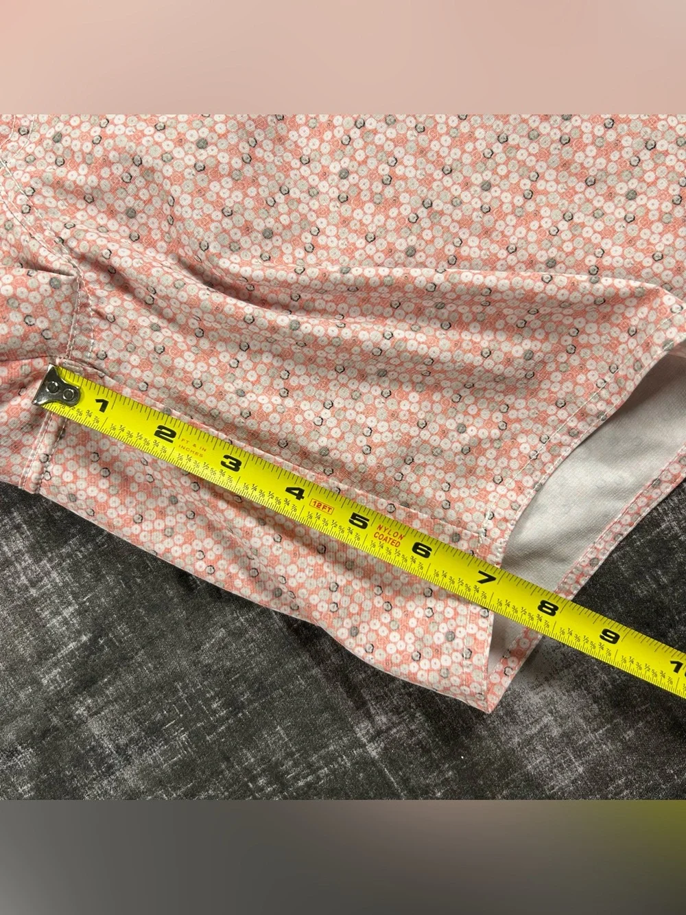 Johnnie O Surf Shorts Men XL Peach/Orange Taco Jaco Geometric Floral Swim Trunks